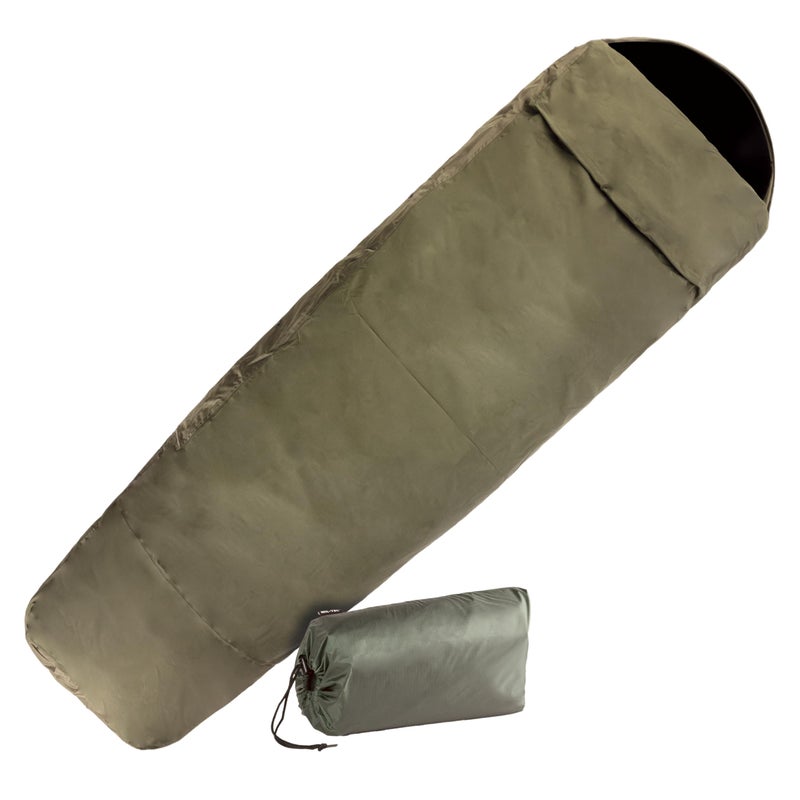 Mil-Tec Trilaminate Durable Waterproof Lightweight Breathable Tactical Outdoor Camping Hiking Generous Cut Sleeping Bag Cover with Zip Closure | Suitable for Various Sleeping Bags, Olive Drab - Image 1